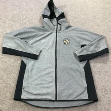 Nike Track Jacket Mens Large Gray Dri-FIT Hooded Zip Bergen Charter Soccer
