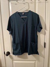 Stretch Women's V-Neck Short Sleeve Scrub Uniform Top Size Large Green