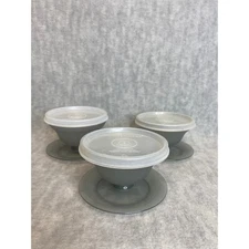 Vintage Tupperware Sundae Parfait Dessert Cups Footed Dishes Set of 3 with Lids