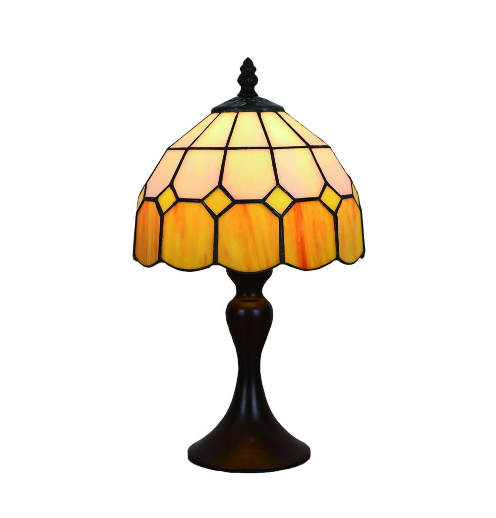 Lampada Tavolo Vintage Stile Tiffany 20cm Gialla - Arredo Mediterraneo