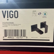 Vigo Wall Mount Vessel Sink Bathroom Faucet Matte Black  VIGO VG05005MB NEW!!
