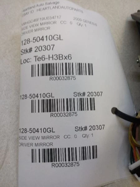 2009 10 11 2012 Hyundai Genesis DRIVER LEFT MIRROR PWR HEAT ELECTROCHROMIC OEM - Image 4 of 4