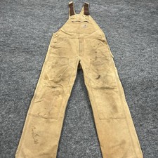 Carhartt Bib Overalls Mens 36x29 Brown Duck Canvas Double Knee
