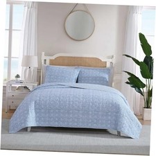 - Quilt Set, Super Soft Bedding with Matching Shams, King Floral Park Blue