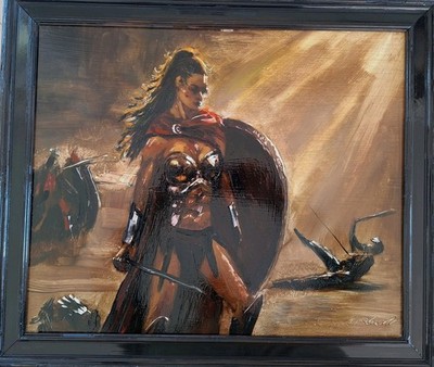 Original Ölgemälde Oil  Painting Sparta Sexy Art  Impressionismus Holzrahmen 