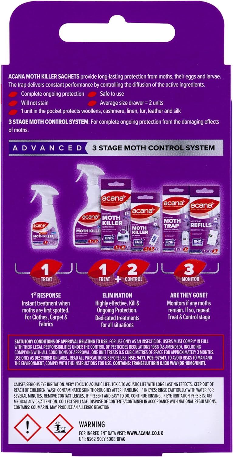 Acana Moth Proofer Killer & Freshner Sachets Lavender eBay