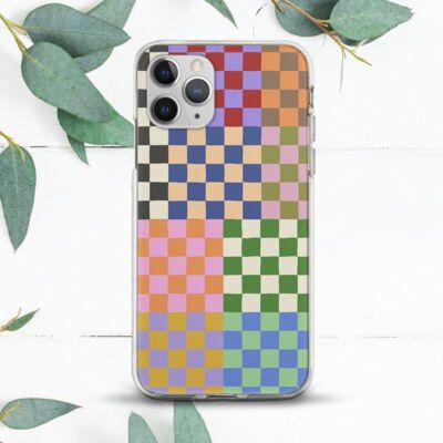 Abstract Colorful Checkered Case For iPhone X SE 11 12 13 14