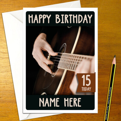 Cartes De Voeux Papeterie Maison Guitare Personnalise De Carte D Anniversaire A5 Musique Electrique Musicien Instrument