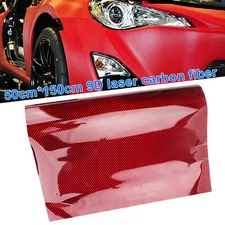 50x150cm 9D Carbon Fiber Vinyl Wrap Film Roll DIY Car Interior & Exterior Red