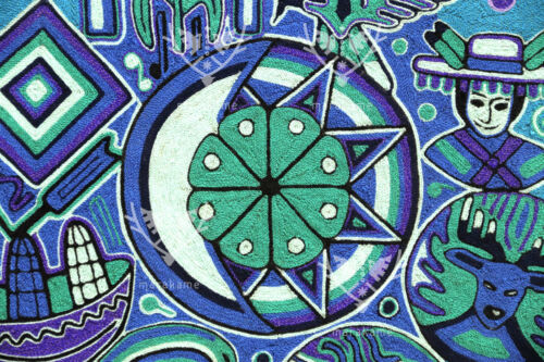 Quadro filato arte Huichol - Catinemiayeeni 60 cm. 24 pollici Filo per opera d'arte messicana - Foto 10 di 16