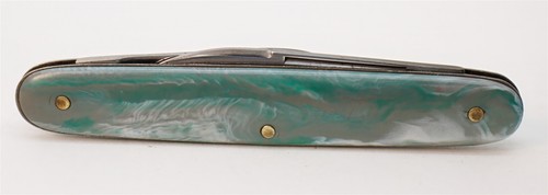 Vintage Hammer Brand USA 2-Blade Marbled Turquoise Swirl Pocket Pen Knife - Picture 13 of 16