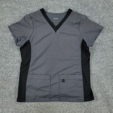 Scrubstar Scrub Top Shirt Women Medium Gray Short Sleeve Pocket Medical Uniform