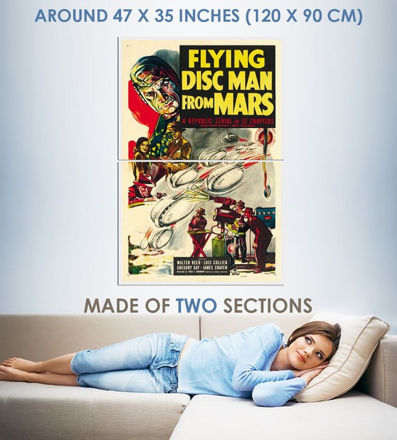 132092 Flying Disc Man from Mars 1950 Walter Reed Decor LAMINATED