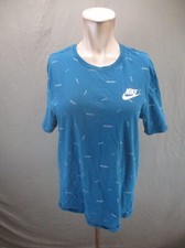 NIKE Size S Mens Blue 100 Cotton Crew Neck Short Sleeve Athletic T-Shirt 143