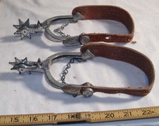 CHILD'S WESTERN SPURS SET LEATHER 1960s