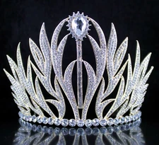 SEXY FLORAL AUSTRIAN CRYSTAL RHINESTONE TIARA HAIR COMB CROWN PROM T11979G GOLD