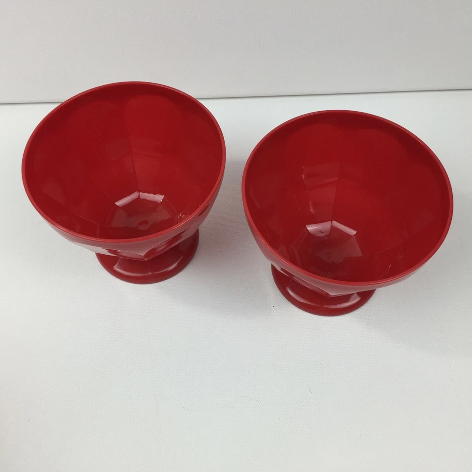 Red Kitchen Set of 8 Plastic 17oz Ice Cream Sundae Bowls Dessert Picnic Pool BBQ - Image 3 of 4