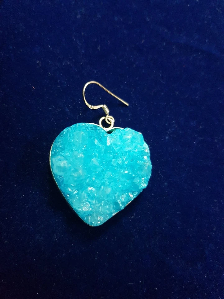 Orecchini Cuore in Argento 925 ed Agata Blu-Heart Earrings Sterling Silver Agata - Immagine 2 di 4