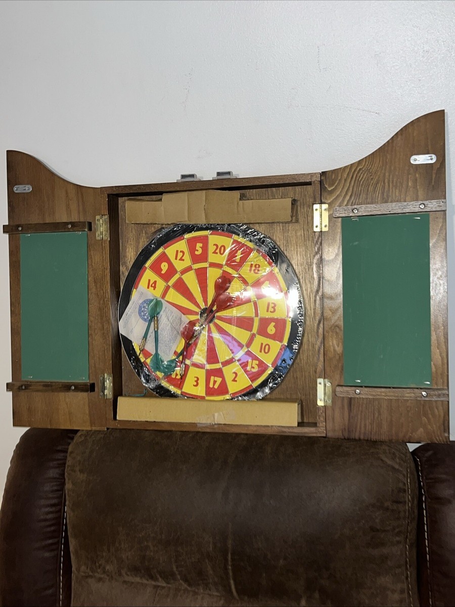 pub ＆ lodging wood darts case VTG 1970's THE SHIP”S INN Dartboard Wooden Case Bar Garage Man