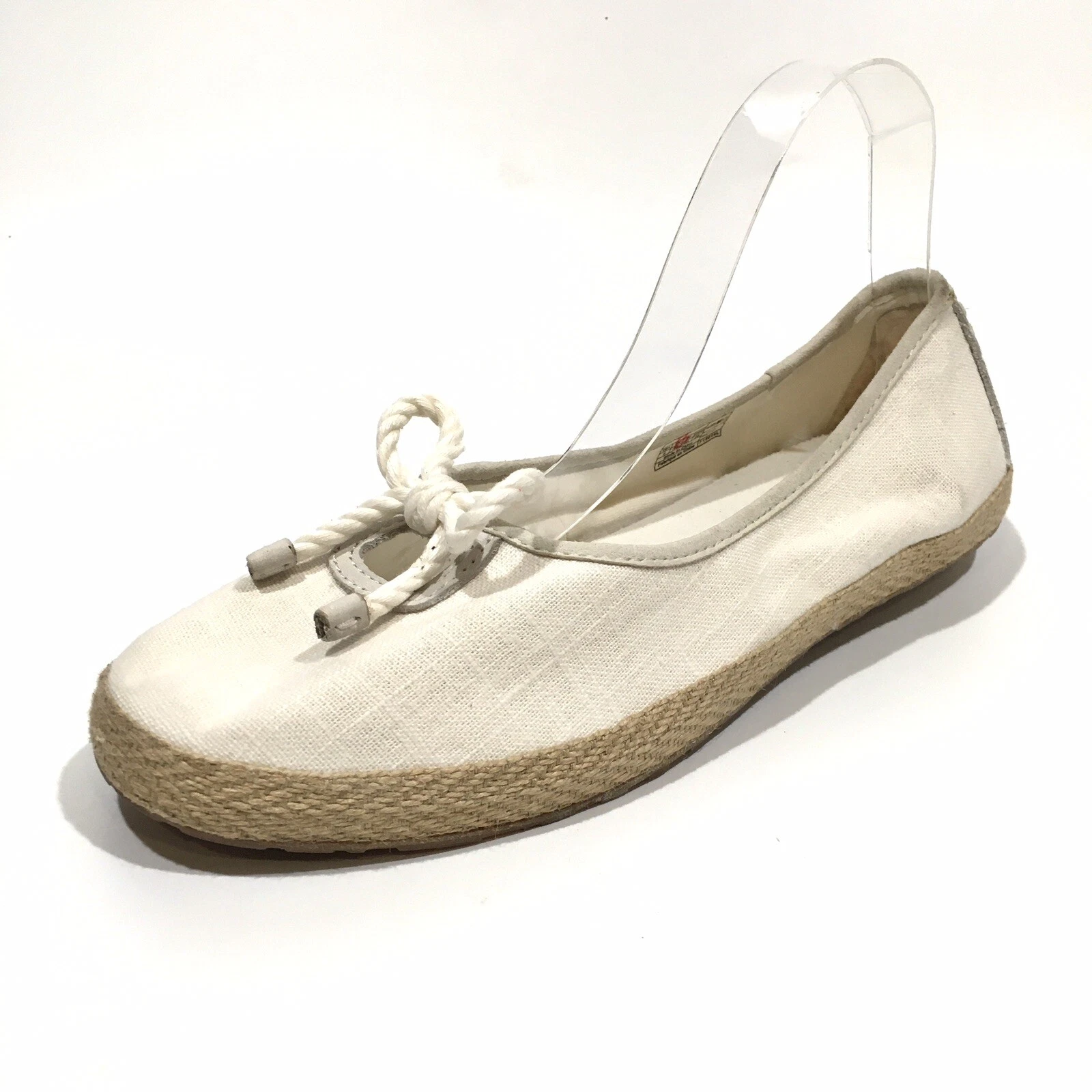 MOCASSINI PIATTI UGG SYLESTE ESPADRILLE TELA BIANCA GABBIANO DONNA US 9 NUOVI