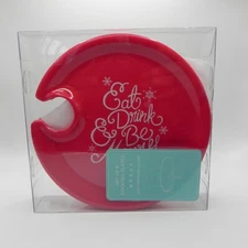 6 Christmas Holiday Party Plates 6.5" Wine Holder Appetizer Cocktail Tray NEW