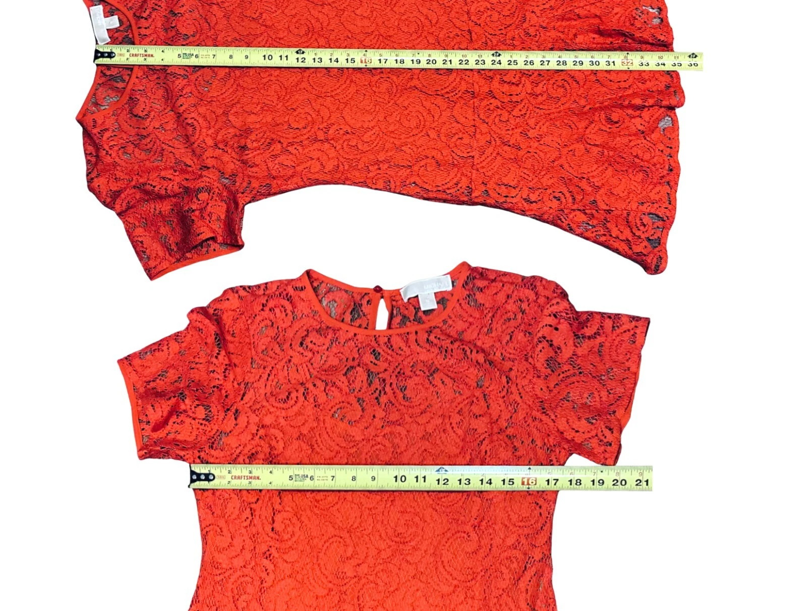 Abito Michael Kors pizzo granatina foderato godet sexy lunghezza ginocchio arancione taglia 10