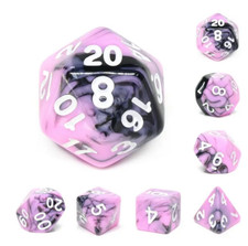 NEW Style  RPG Dice Set of 7 - MidNight Pink D4 D6 D8 D10 D12 D20 D00-90