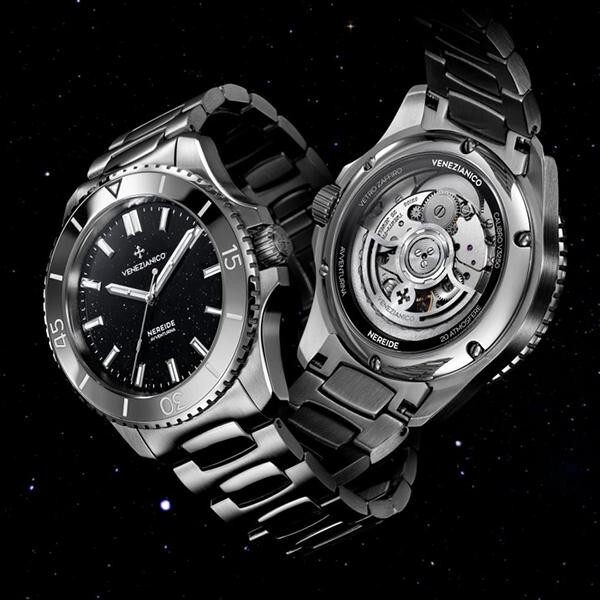 Venezianico Nereide Avventurina Nera Black Silver 39mm 3121550C
