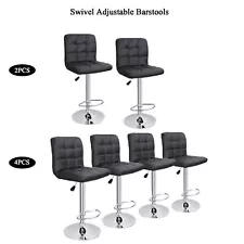 Bar Stools Set of 2/4 PU Leather Adjustable Swivel Barstools Counter Stool Black