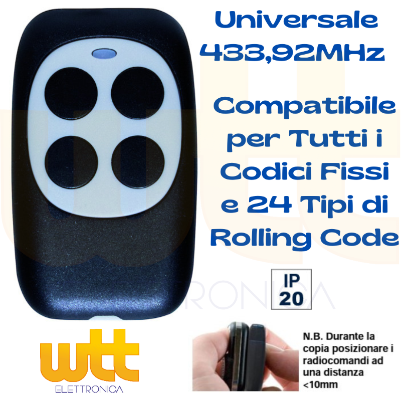 Radiocomando telecomando per cancello universale x NICE smilo 433 92 MHz 4 tasti
