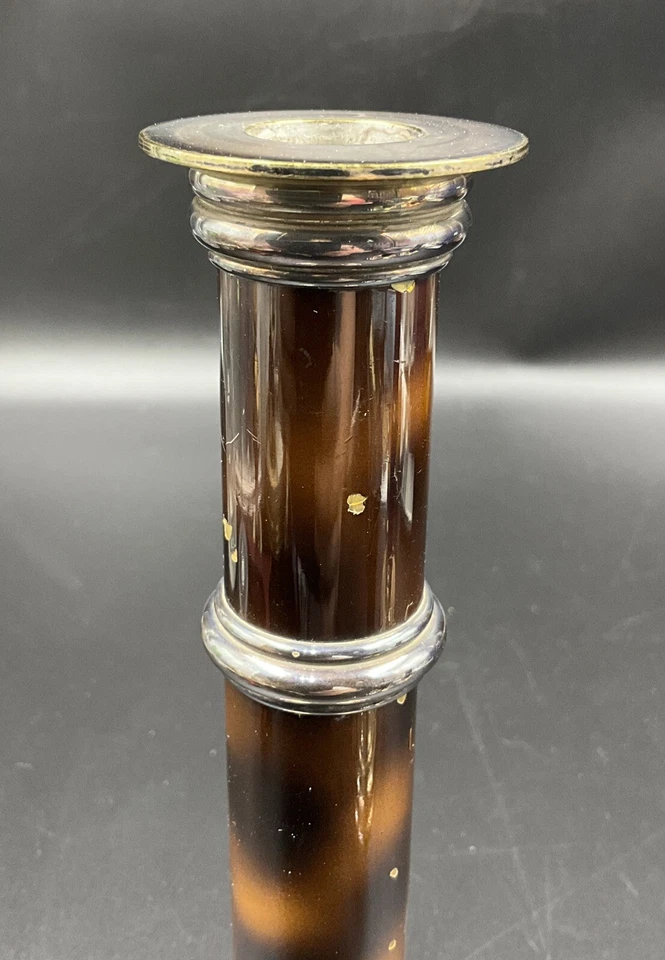 "Candelabro Puiforcat Francia Plateado Marrón Concha Patrón Esmalte 8.25""" Foto 2 de 4