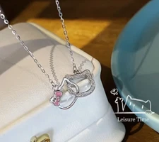 NEW SILVER PLATED HELLO KITTY LOVE NECKLACE JEWELRY SANRIO USA KITTY KITTEN CAT