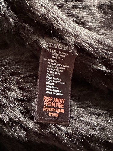 Black Faux Suede And Faux Fur Coat Monsoon L - Picture 10 of 11
