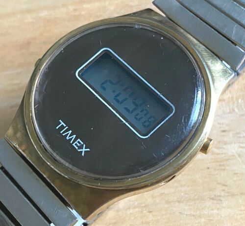 Rare Vintage Timex Men Gold Tone LCD Digital Quartz Watch~Light~Date~New  Battery