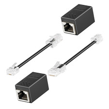 RJ45 to RJ11 Adapter, 2 Pack Female to Male Phone Jack Ethernet Converter  Bla