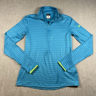 Nike Pro Dri-FIT Women's Large Hyperwarm Half-Zip Striped Running Pullover Latge