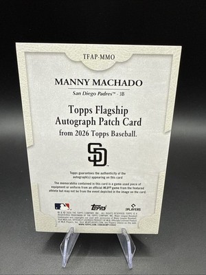 2026 Topps Series 1 Manny Machado Topps Flagship Autograph Patch 