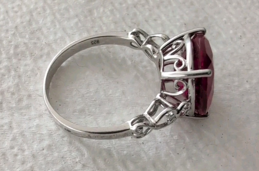 LAB CREATED RUBY AND STERLING SILVER 925 RING SIZ… - image 2