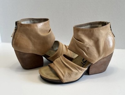 OTBT Patchouli Women's Tan Leather Open Toe Sandal Cutout Boho Heel Zip Size 9M