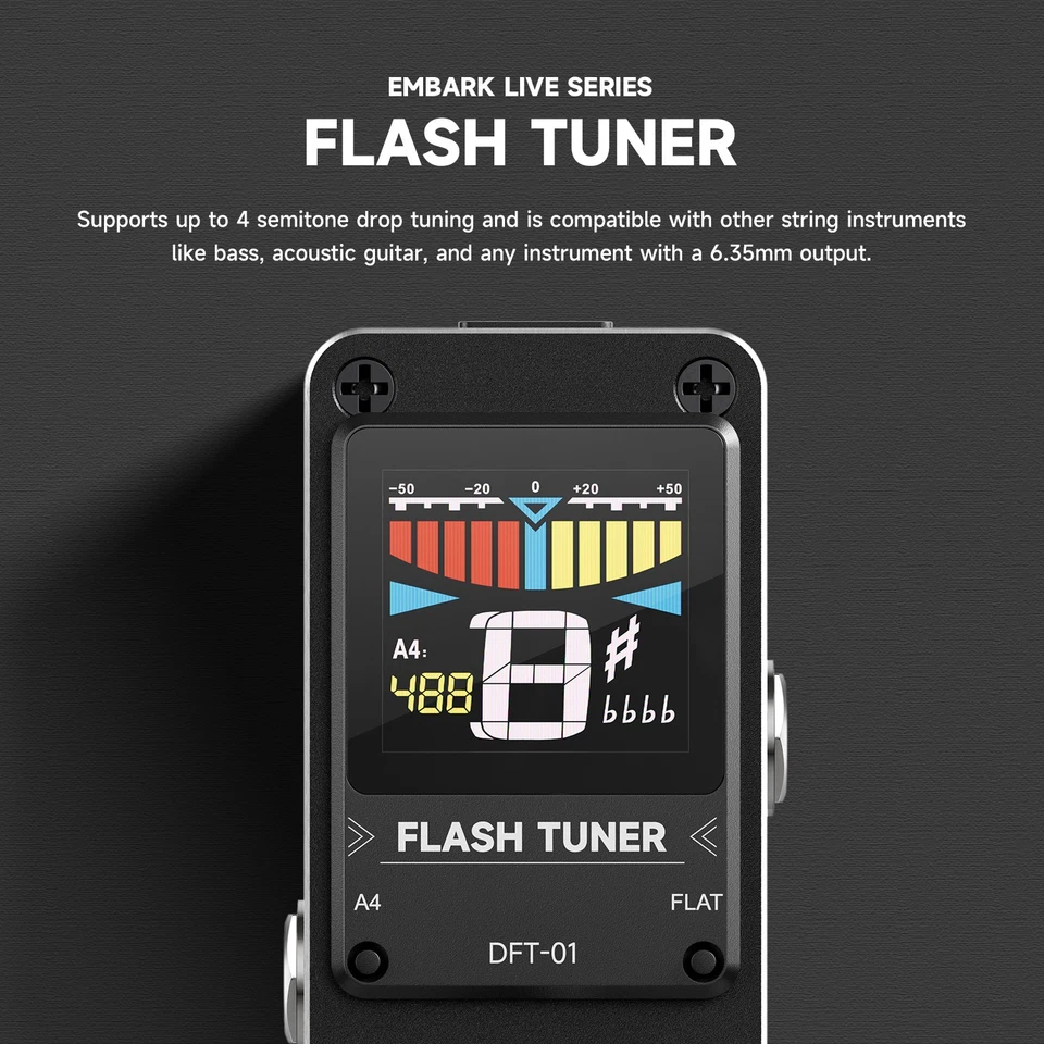 🖤 Donner Flash Tuner Chromatic Tuner Pedal with Pitch Indicator for Guitar Bass - image 4 of 4