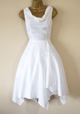 Y2K Vintage White Corset Look Fit and Flare Asymmetric Fairycore Dress Wedding