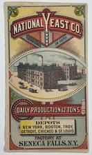VICTORIAN TRADE CARD: National Yeast Co - Est. 1870 - Breadmaking - Seneca Falls