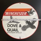 VINTAGE WINCHESTER DOVE & QUAIL SHELL HUNTING GASOLINE OIL PORCELAIN SIGN — photo 3