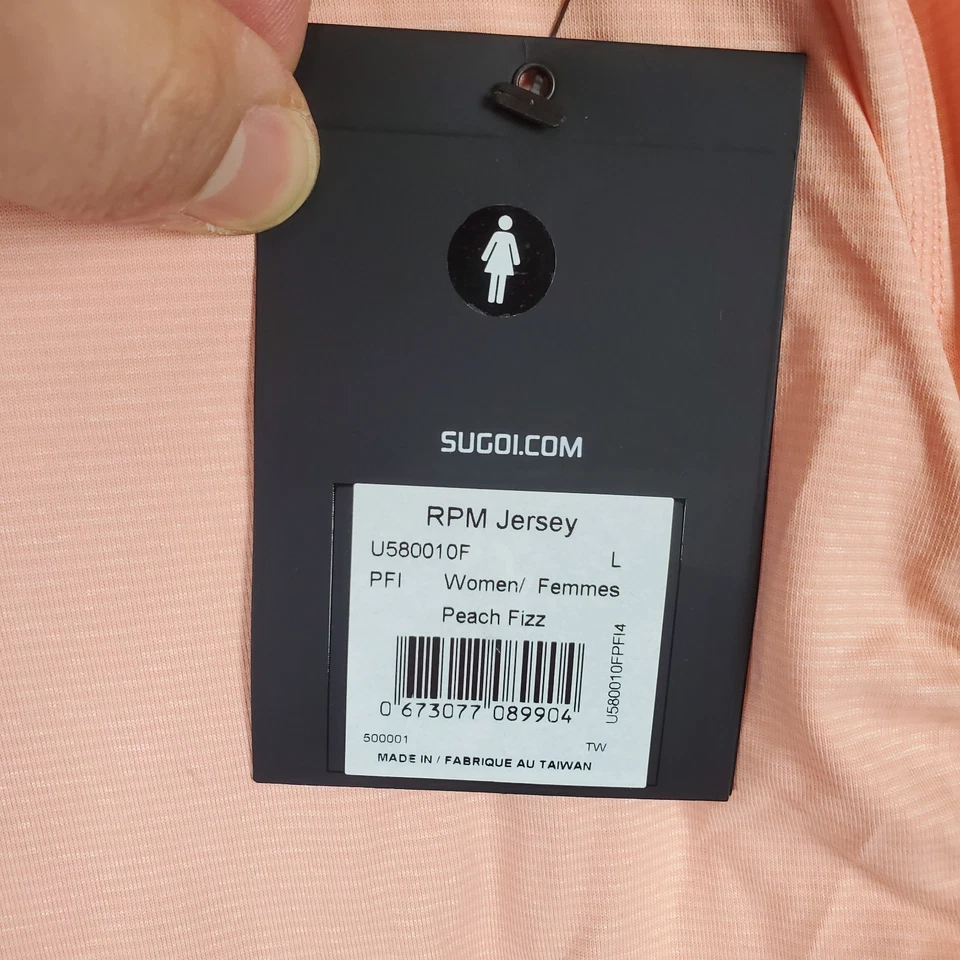 Женская велосипедная майка Sugoi RPM большая персиковая эластичная приталенная на четверть молнии - Изображение 4 из 4