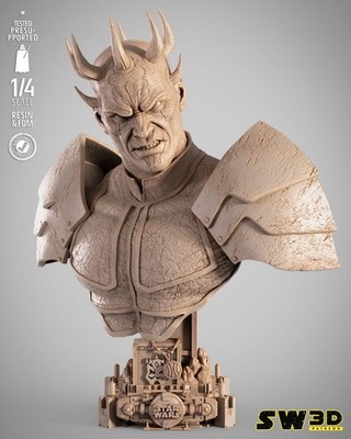 Savage Opress Portrait Bust 3D Printed star wars 3 pieces GREY - 10 in