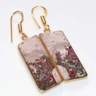 Bezel Cobalt Calcite Golden Plated Earrings 2" Casual Chic Jewelry Trendy GW