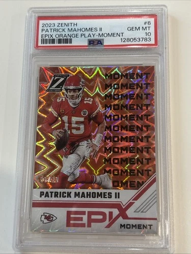 Patrick Mahomes II 2023 Panini Zenith #6 Epix Orange Moment /10 PSA 10