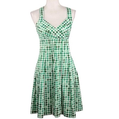 Calvin Klein Green Large Polka Dot Classic Fit & Flare Summer Dress Size 4  | eBay