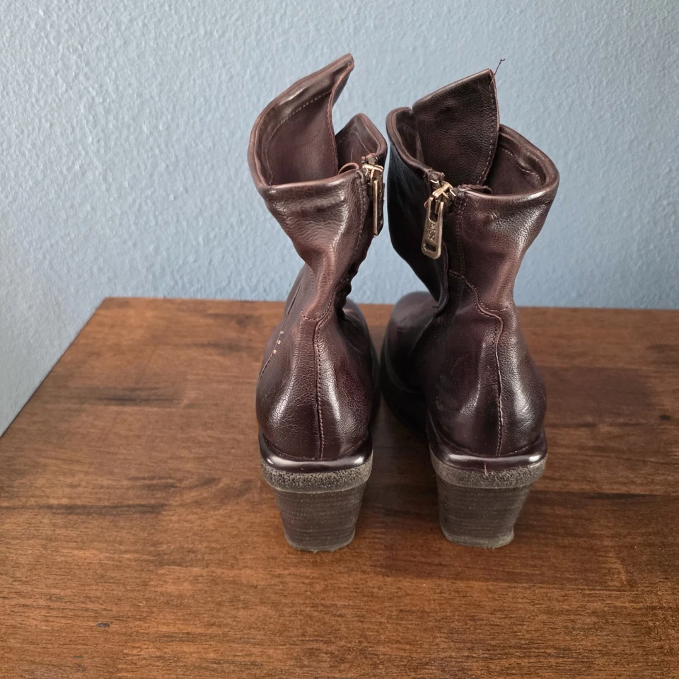 A.S.98 Women's Tremont Leather Wedge Ankle Booties Boots 38/US 7.5-8 Eggplant - Image 3 of 4