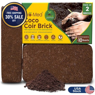 Coco Coir Brick 10 Lbs   Expands to 20 Quarts   Organic Potting Soil- USA STOCK!